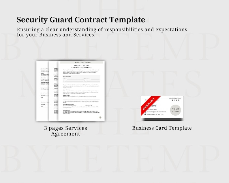 Printable Security Guard Contract Template PDF & CANVA - Customizable ...