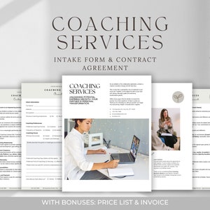 Life Coaching Contract Template, Life Coach Agreement, Mentoring Services, Client Intake, Editable Forms for Coaching Clients