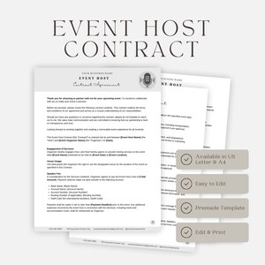 Event-Gastgebervertrag, Event-Rednervertrag Media Kit, Vereinbarung über öffentliche Reden, Event-Organisator-Formulare, Event-Planer-Vorlage