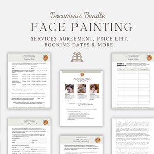 Face Painting Contract Template Forms, Event Face Paint Intake Form, Face Painting Service Agreement, Event Service Wedding Contract