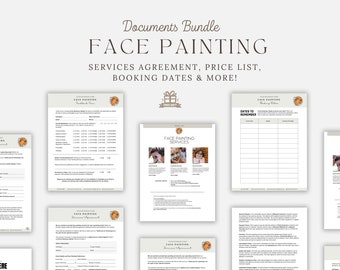 Face Painting Contract Template Forms, Event Face Paint Intake Form, Face Painting Service Agreement, Event Service Wedding Contract
