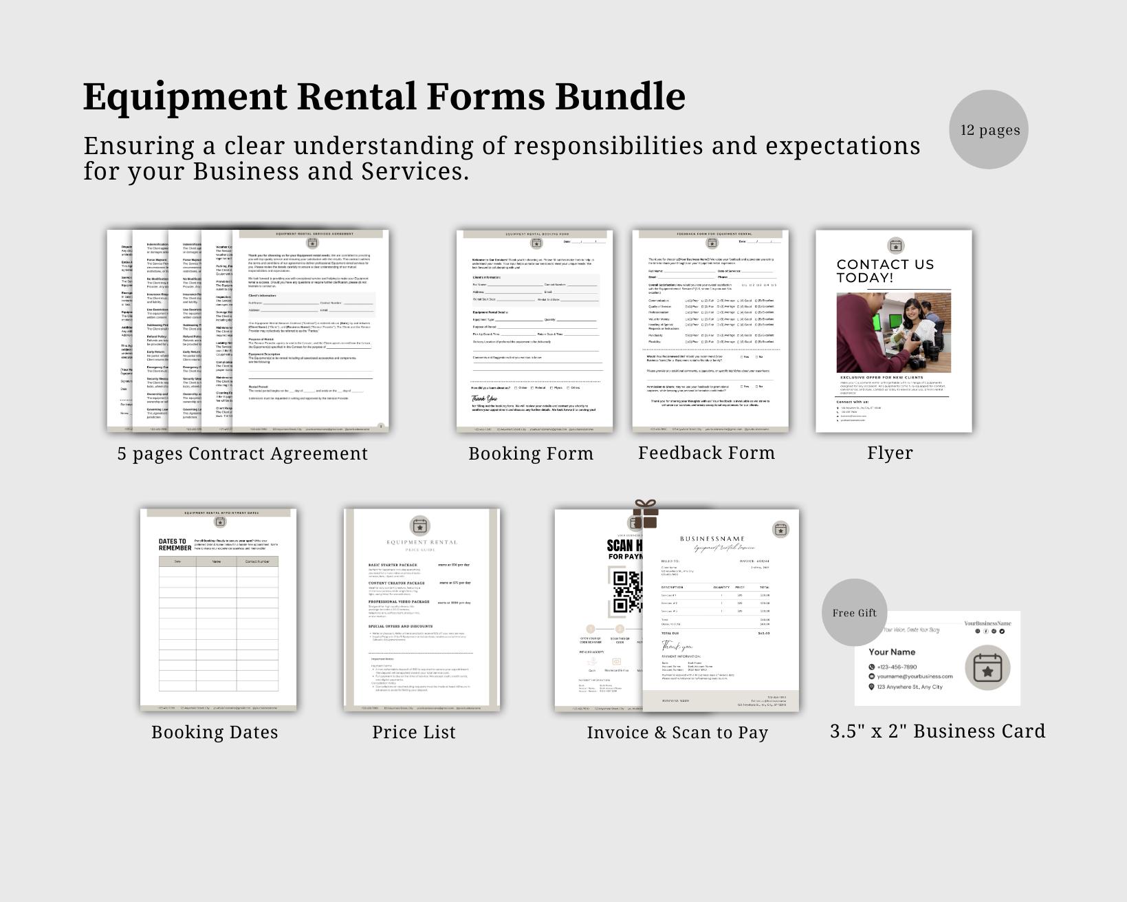 Equipment Rental Agreement Templates, Equipment Rental Contract Form ...