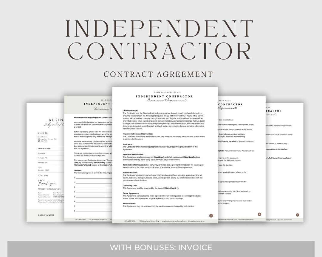 Independent Contractor Agreement, Independent Contractor Contract ... - Independent Contractor Freelance Content Contract