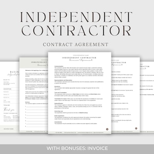 Independent Contractor Agreement, Independent Contractor Contract, General Contractor Agreement Template, Freelance Contractor, CANVA
