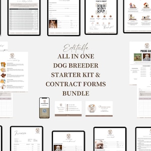 Dog Breeder Forms, Puppy Sale Contract, Dog Breeder Contract, Breeder Forms, Dog Whelping Charts, Whelping Records, Puppy Medical Records