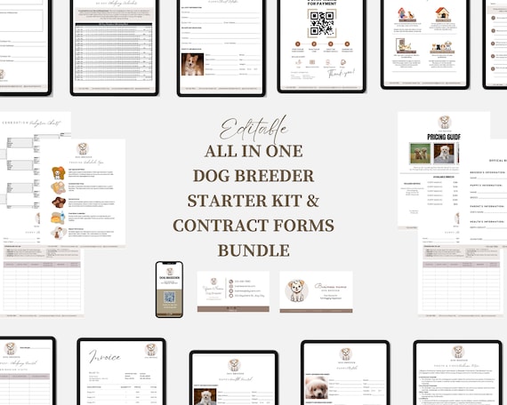 Dog Breeder Forms, Puppy Sale Contract, Dog Breeder Contract, Breeder Forms, Dog Whelping Charts, Whelping Records, Puppy Medical Records