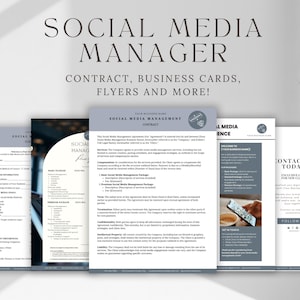 Freelance Social Media Manager Contract, Editable Social Media Management Agreement, Social Media Non-Disclosure, Client Intake Forms