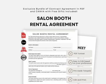 Professional Salon Booth Rental Contract, Editable Booth Rental Agreement, Salon Station, Spa Rental, Salon Chair Rental, Salon Lease, Canva