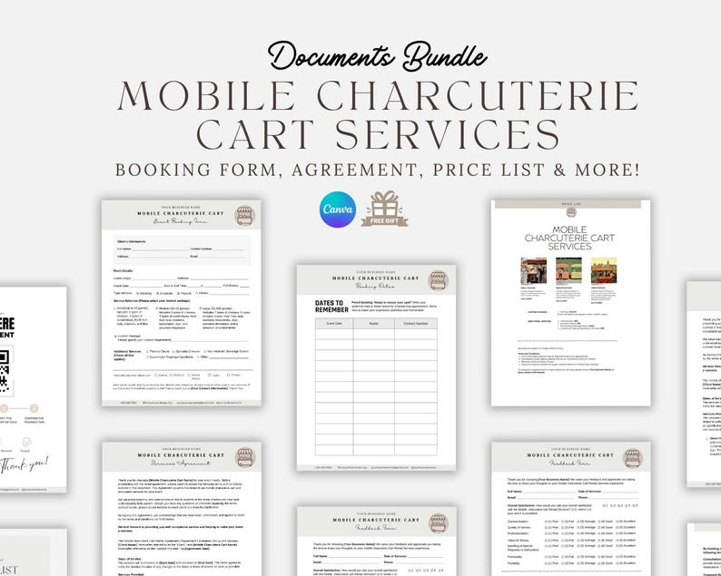 Mobile Bar Contract Bundle, Bartender Service Agreement, Bartending Forms Bundle, Client Intake, Photo Release, Packages, Invoice Template