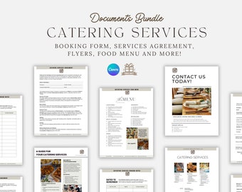 Event Catering Contract Template, Catering Services Agreement, Food Service Contract, Catering Service Terms, Editable Canva Template