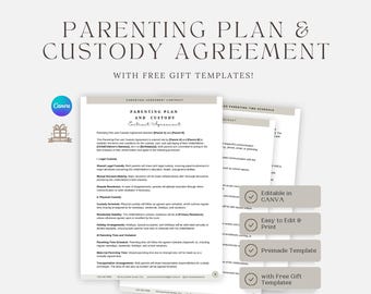 Parenting Plan Template, Editable Parenting Plan Form, Child Custody Form, Custody Agreement Template, Shared Parenting Agreement, CANVA