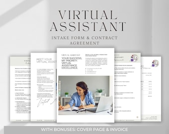 Virtual Assistant Contract Template, 10 Pages DIY Editable, VA Service Agreement, Online Assistant Terms, Remote Work Forms, Digital Helper