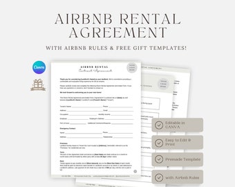 Airbnb Rental Agreement Contract Template, Airbnb Rules, Vacation Rental Agreement, Airbnb Booking Agreement, Property Rental Contract