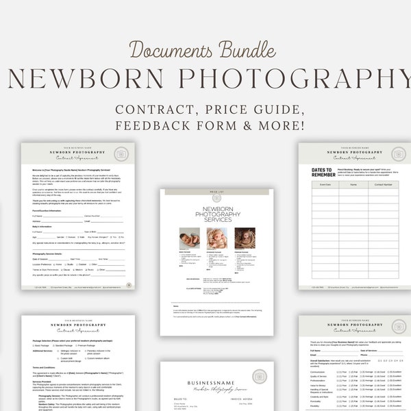 Newborn Photography Contract Template Guide, Birth Photography Contract, Photography Services Session Template, Event Photography Contract