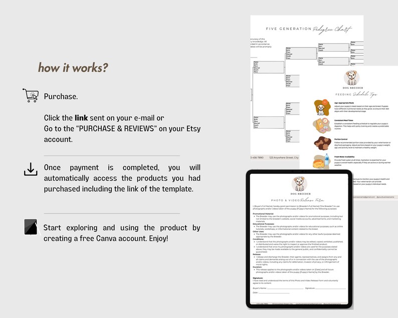 Dog Breeder Forms, Puppy Sale Contract, Dog Breeder Contract, Breeder Forms, Dog Whelping Charts, Whelping Records, Puppy Medical Records image 9