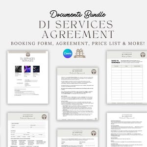 DJ Service Contract - Editable DJ Agreement, Wedding Dj Contract, Disc Jockey Event Service Agreement, DJ Business Contract, Canva Template