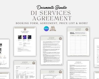 DJ Service Contract - Editable DJ Agreement, Wedding Dj Contract, Disc Jockey Event Service Agreement, DJ Business Contract, Canva Template