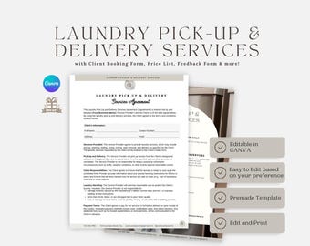 Editable Laundry Pick Up & Delivery Services Forms Templates, Pick and Delivery Laundry Service Pricing Quote, Linen Laundry Business, Canva