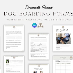 Dog Boarding Service Agreement Contract Template, Editable & Printable Pet Boarding Business New Client Intake Form, Invoice, CANVA, PDF