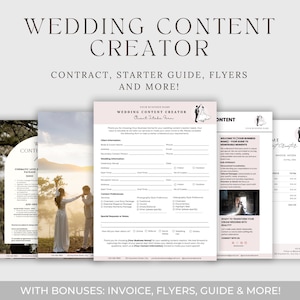 Wedding Content Creator Contract, Wedding Photography Contract, Editable Content Creator Services Agreement, Videography Forms, CANVA