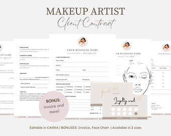 Makeup Artist Contract, MUA Agreement, Makeup Artist Forms, MUA Contract, Bridal Contract, Freelance Makeup Artist Contract, MUA Forms