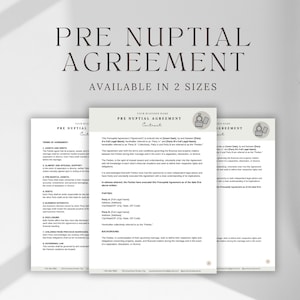 Prenupcial, Plantilla de Acuerdo Prenupcial, Acuerdo Antenupcial, Acuerdo Prenupcial Editable, Acuerdo Prematrimonial, Contrato Doméstico, CANVA