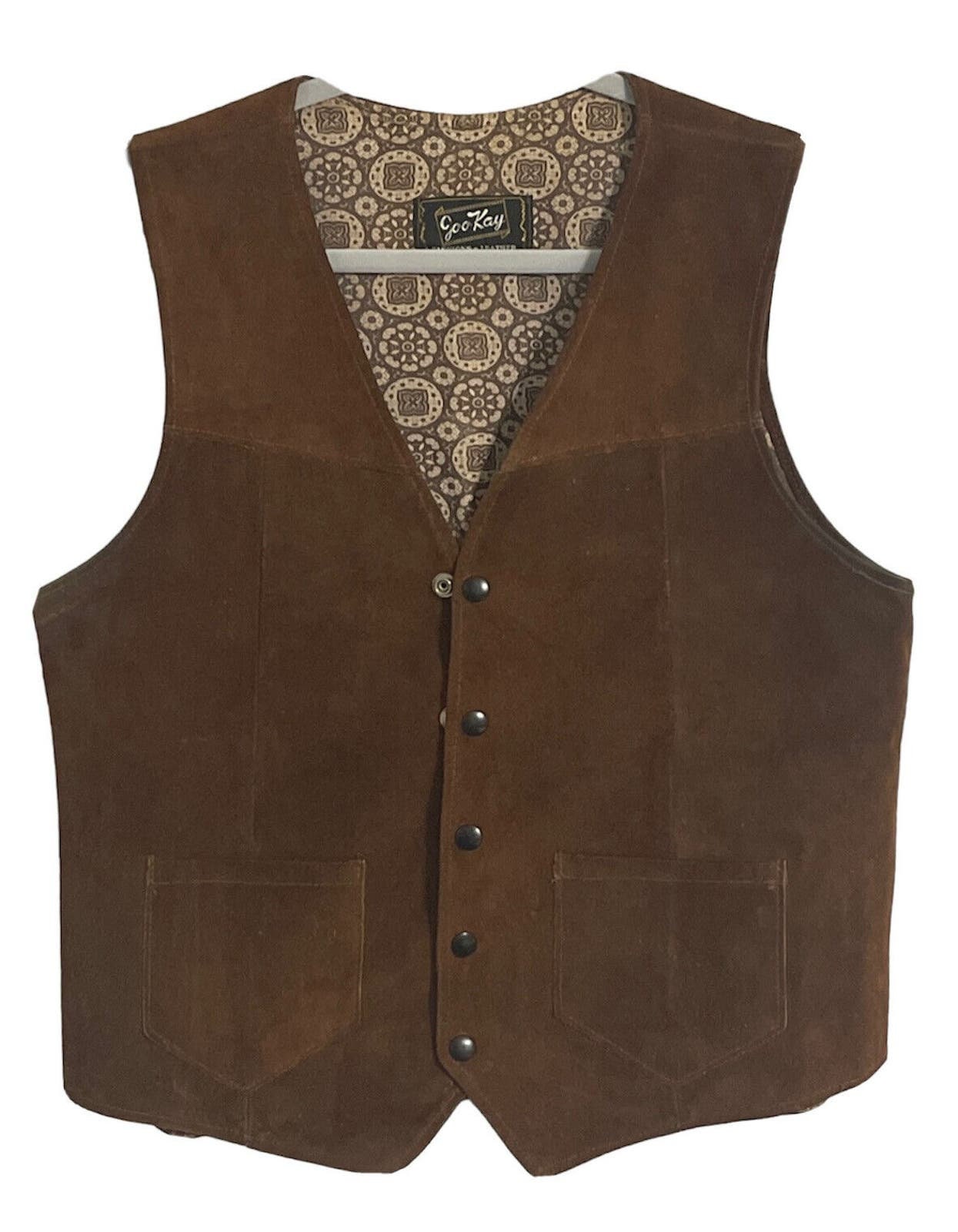 Vintage Joo Kay Suede Western Vest Mens Size 40 Rough-out Vintage Joo Kay Suede Western Vest Mens Size 40 Rough-out