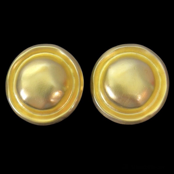 Vintage 80s Givenchy Signed Statement Clip On  Earrings Brushed Gold Round Hammered Beautiful Rare  Rare
