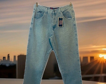 Vintage nieuwe moda jeans VS baggy 38 x 34 streetwear skater wijde pijpen Y2K blauwe denim zakken