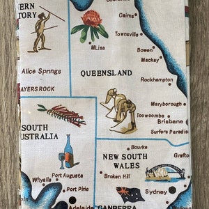 Neue Vintage Australien Souvenir Karte Tischdecke Wandbehang 36x36 Küche Quadrat