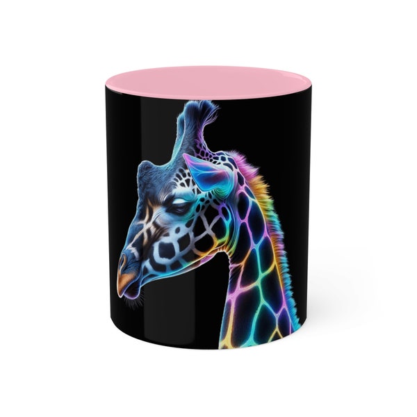 Neon Giraffe Mok - Kleurrijke en Unieke Dierenprint voor Koffie & Thee