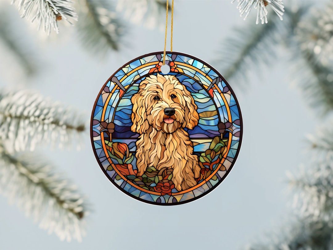 Goldendoodle Ornament Stained Glass Pattern Goldendoodle Stained Glass ...
