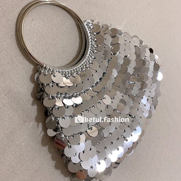 Silber glänzende Pailletten Tasche - Special Design by BetulFashion