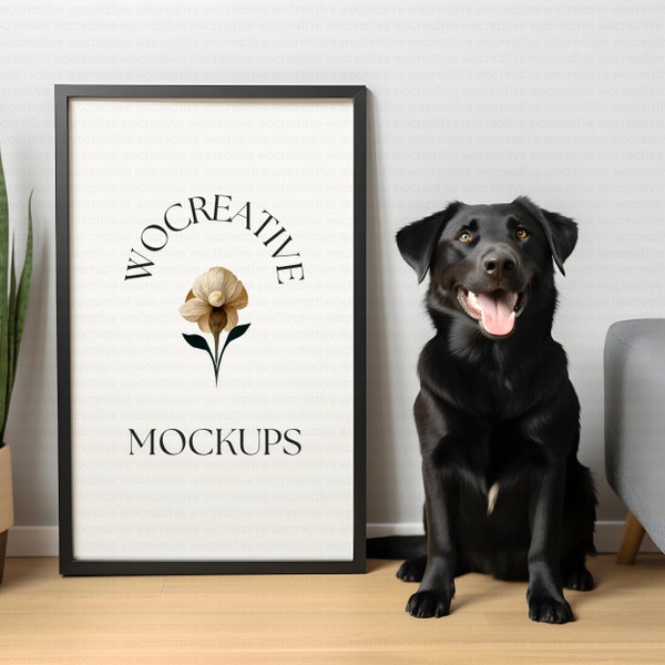 Pet Wooden Frame Mockup, Wood Mockup,Art Mockup Jpg, Bundle, Wall Frame Mockup, Poster Mockup, Cat, Dog, Pet, Mock Up,Modern Mockup,labrador