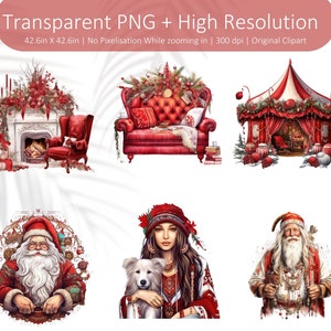 Belle Boho Noël Clipart PNG, des cliparts numériques, des cliparts Halloween, des cliparts Noël, des cliparts Sublimation Bundle, des cliparts Transparents