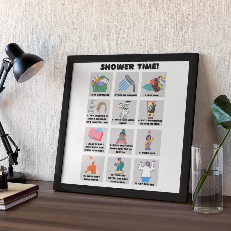 Shower Routine Chart Visual Aid for Kids With Autism or ADHD - Etsy