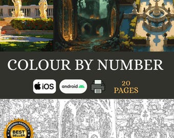 Libro para colorear por números sobre historia de la época / Libro relajante para colorear para adultos (PDF)