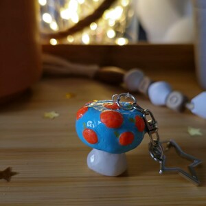 Orange Mushroom Clay Keychain “Fruitshroom” | Handmade Charm Accessories | Cozy Accessories | Cute Polymer Clay Keychain