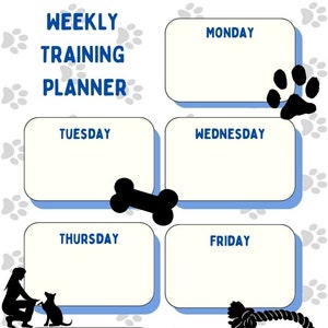 Weekly Training Planner Dog Training Tracker
