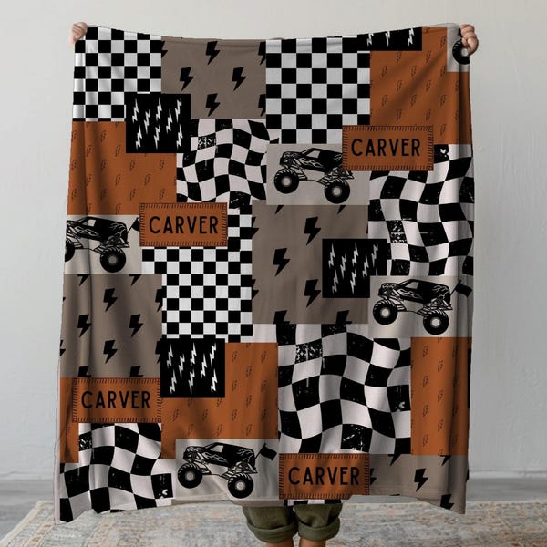 Monster Truck Blanket Custom Name Blanket Personalized Monster Truck Gift Idea Toddler Boy Gift Custom Bedding Gift Monster Truck Room Decor