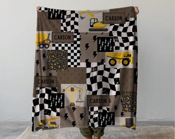 Construction Blanket Boy Name Blanket Toddler Construction Gift Idea Toddler Boy Blanket Bulldozer Gift Construction Theme Room Decor Boy