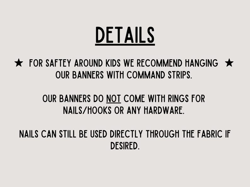 hanging instructions, use command strips for safest option