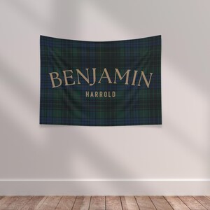Polo bear name banner featuring a personalized name with a vintage polo teddy design. This preppy bear nursery decor doubles as a plaid name sign and polo bear nursery decor for a classic boy nursery or toddler room. Perfect as a boy name sign and vintage polo teddy nursery baby gift, this custom banner adds timeless charm to baby rooms, preppy nurseries, and traditional nursery decor themes.