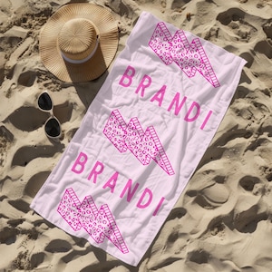 Leopard Beach Towel Lightning Bolt Beach Towel Girl Custom Pool Towel Trendy Gift for Girls Birthday Gift Personalized Beach Towel Cheetah
