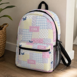 Patchwork Backpack Girl Backpack Coquette Teen Gift Idea Girl Name Backpack Patchwork Backpack Custom School Bag Personalized Kids Backpack