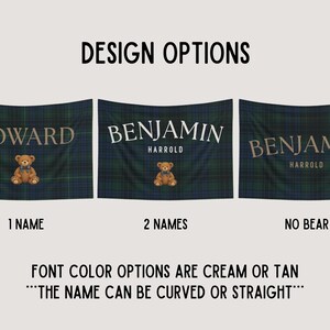 3 design options, 1 name, 2 names, and name only no teddy bear