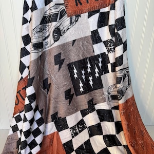 Racing Blanket Custom Name Blanket featuring a bold race car design with personalized name detail. This Personalized Race Car Gift Idea Toddler Boy Gift works as custom bedding gift and statement racing room decor. Perfect for car-loving kids and teens, this cozy blanket makes a thoughtful Teen Boy Gift Idea for birthdays, holidays, or special occasions while adding fun racing style to a boy bedroom.