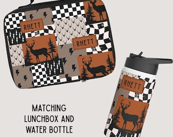 Matching Water bottle Custom Name Water bottle Kids Name Water Bottle Personalized Boy Gift Idea Back to school Checkered Print Water bottle
