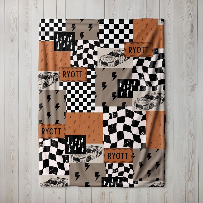 Racing Blanket Custom Name Blanket featuring a bold race car design with personalized name detail. This Personalized Race Car Gift Idea Toddler Boy Gift works as custom bedding gift and statement racing room decor. Perfect for car-loving kids and teens, this cozy blanket makes a thoughtful Teen Boy Gift Idea for birthdays, holidays, or special occasions while adding fun racing style to a boy bedroom.