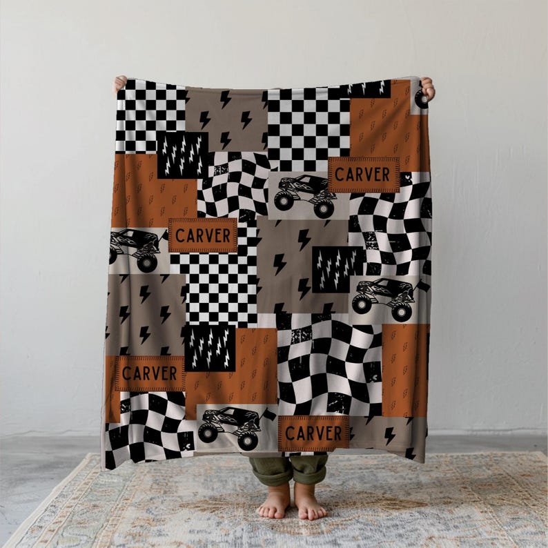 Monster truck blanket custom name blanket personalized monster truck gift idea toddler boy gift. This soft custom bedding features a fun monster truck design with your child’s name for a unique keepsake. Perfect for boys who love trucks, this personalized blanket adds playful style to monster truck room decor while keeping kids cozy. A thoughtful custom gift for birthdays, holidays, or special occasions, this blanket is both practical and exciting for little truck lovers.